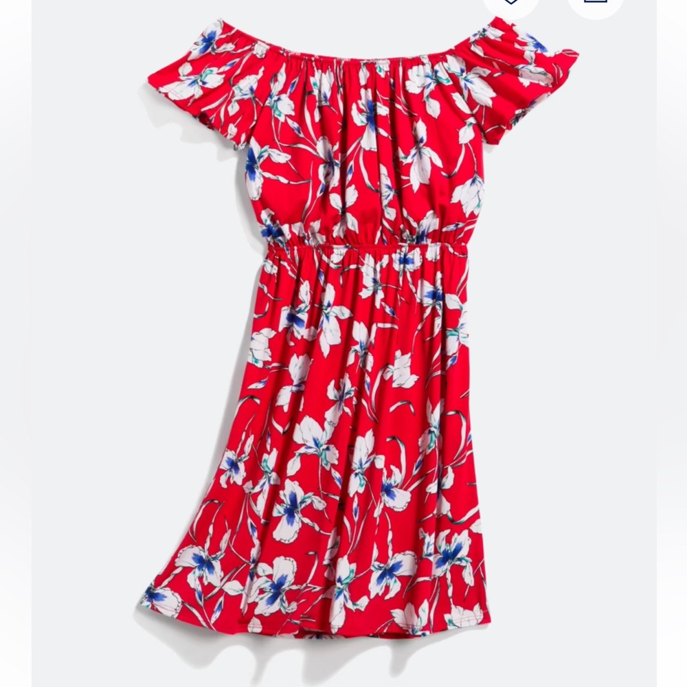 Kaileigh Red Floral Off The Shoulder Mini Dress